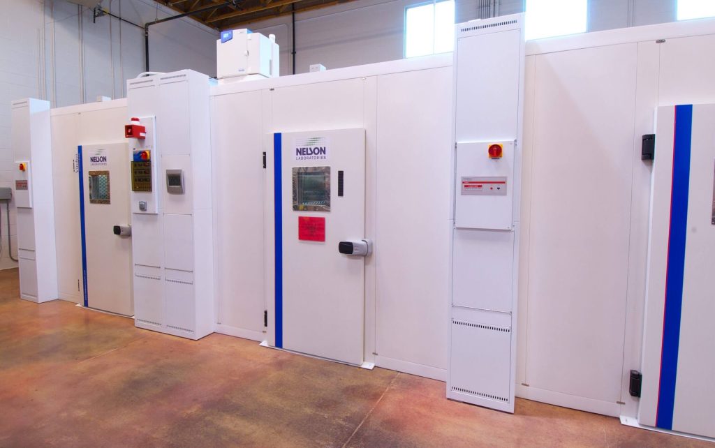 Accelerated aging test chamber at Nelson Labs 