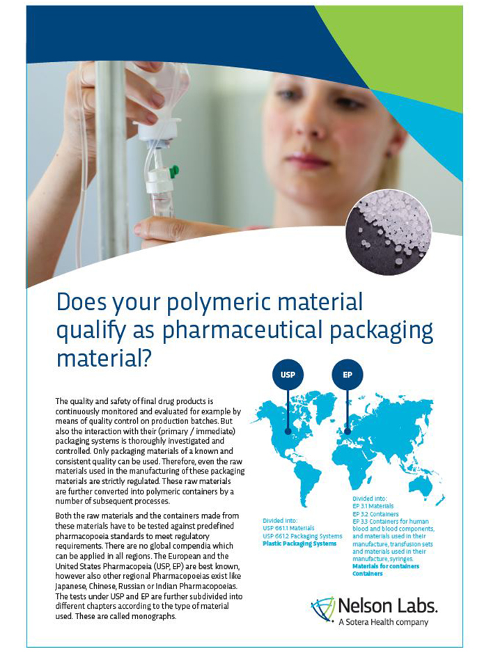 Does your polymeric material qualify as pharmaceutical packaging material?