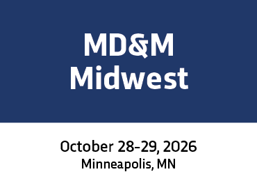 Event banner for MD&M Midwest. Held on October 28–29, 2026, in Minneapolis, MN